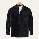 The Ashmeadow Men’s Soft 100% Cotton Cable Knit Half Zip Sweater