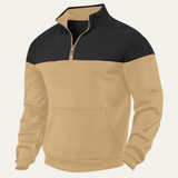 The Silverpark Men's Quilted Casual Colour Block Half Zip Sweater