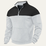The Silverpark Men's Quilted Casual Colour Block Half Zip Sweater