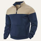 The Silverpark Men's Quilted Casual Colour Block Half Zip Sweater
