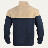 The Silverpark Men's Quilted Casual Colour Block Half Zip Sweater
