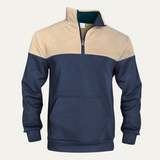 The Silverpark Men's Quilted Casual Colour Block Half Zip Sweater