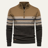 The Chatsworth Men's Quarter Zip Cotton Sweater – Fair Isle Knit