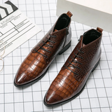 The Orvieto Men’s Crocodile Pattern Leather Ankle Boots - Brown