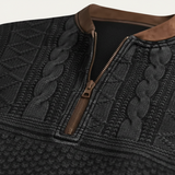 The Siena Men’s Casual Patterned Half Zip Sweater with Elbow Patches