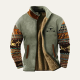 The Maddison Men’s Vintage Warm Sherpa Lined Winter Coat with Patterned Sleeves