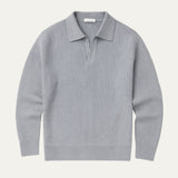 The Portofino Knitted Long Sleeve Polo Sweater for Men - Open Collar