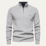 The Bergamo Alta Men’s Casual Knit Mock Neck Sweater with Button Collar