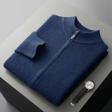 The Maplecrest Men's Merino  Mock Neck Cashmere Zip Up Cardigan