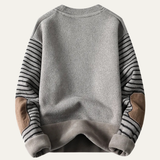 The Porto Cervo Men’s Warm Winter Round Neck Knit Patchwork Sweater