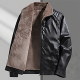 The Rosehill Men’s Classic Soft Fleece Lined Zip Up Coat Leather Jacket
