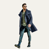 The Dunhill Men’s Elegant Double Breasted Long Wool Trench Coat