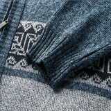 The Carovigno Men’s Knitted Zip Cardigan with Patterned Design and Stand Collar