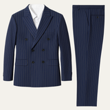 The Belleford Men’s Classic Pinstripe Suit – Elegant Double Breasted 2 Piece