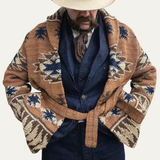 The Positano Men's Jacquard Retro Casual Thick Cardigan Knit Sweater