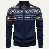 The Procida Men's Vintage Ethnic Collar Knit Zip Up Cardigan