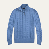The Genève Old Money Half Zip Sweater for Men - 100% Merino Wool