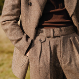 The Camden Men’s Herringbone Tweed Suit – Double Breasted Blazer and Pants Set