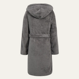 The Hungerford Men's Grey Fleece Hooded Bathrobe with Belt and Pockets