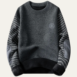 The Porto Cervo Men’s Warm Winter Round Neck Knit Patchwork Sweater