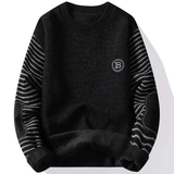 The Porto Cervo Men’s Warm Winter Round Neck Knit Patchwork Sweater