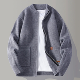 The Montbrook Men’s Stand Collar Casual Rib Knit Zip Cardigan