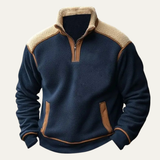 The Willowfall Men's Warm Colour Block Sherpa Fleece Half Zip Sweater