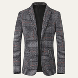 The Monopoli Men’s Slim Fit Check Plaid Tweed Blazer Suit