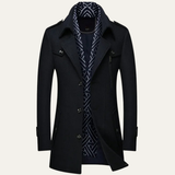 The Siena Men’s Wool Blend Long Trench Coat with Lapel Collar