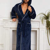 The Greenwich Men's Hooded Long Bathrobe with Belt