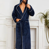 The Greenwich Men's Hooded Long Bathrobe with Belt