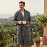 The Eastbourne Men's Cotton Waffle Lightweight Spa Bathrobe with Belt
