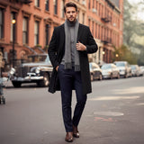 The Ascot Men's Elegant Wool Long Winter Smart Coat