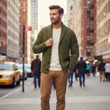 The Florence Men’s Winter Button Up Cable Knit Shawl Collar Cardigan