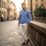 The Four Seasons Men’s Cashmere Buttoned Polo Knit Sweater