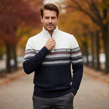 The Chatsworth Men's Quarter Zip Cotton Sweater – Fair Isle Knit