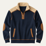 The Willowfall Men's Warm Colour Block Sherpa Fleece Half Zip Sweater